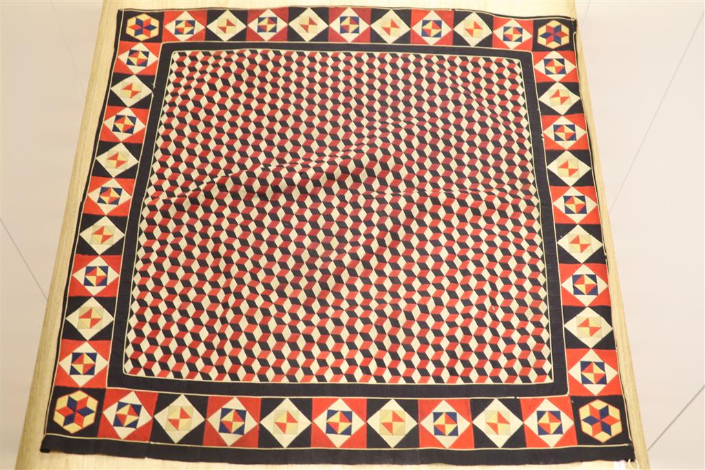 A 19th century Crimean patchwork cover, approx 121 x 117cm